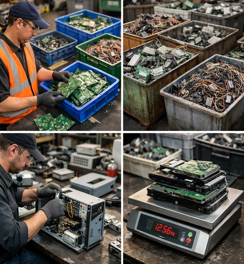 Clasificación profesional de placas de circuito y componentes electrónicos para reciclaje industrial en México - Tianlu Inc